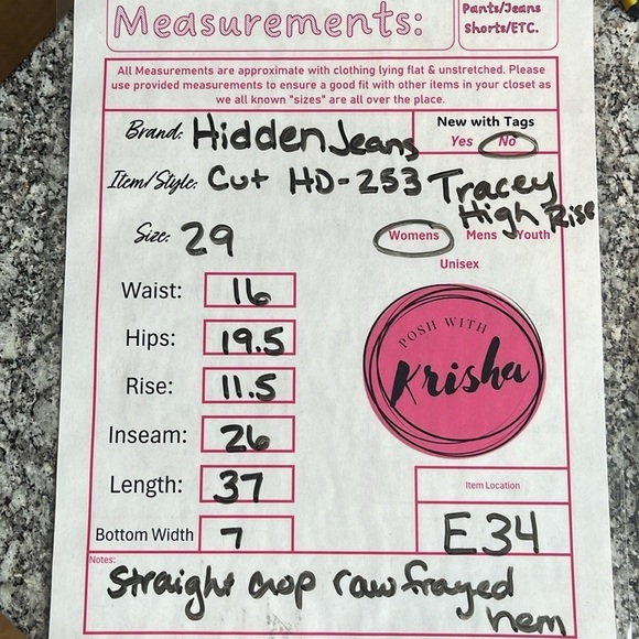 HIDDEN JEANS Tracey High Rise Straight Crop Frayed Raw Hem Jeans HD-253 29 - Picture 12 of 13